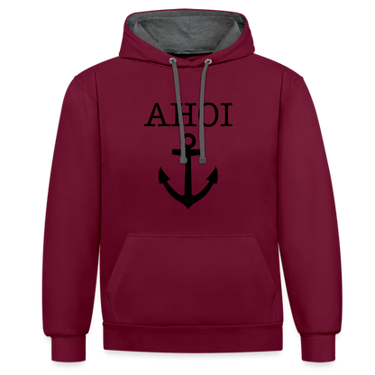 Kontrast-Hoodie - Ahoi - Weinrot/Anthrazit