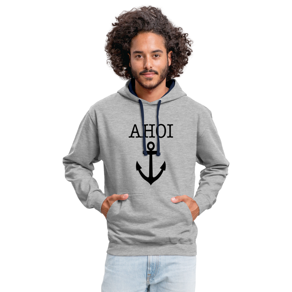 Kontrast-Hoodie - Ahoi - Grau meliert/Navy