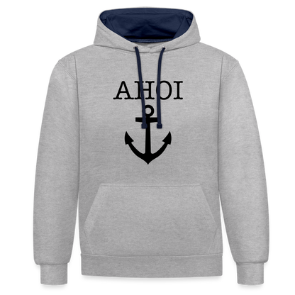 Kontrast-Hoodie - Ahoi - Grau meliert/Navy