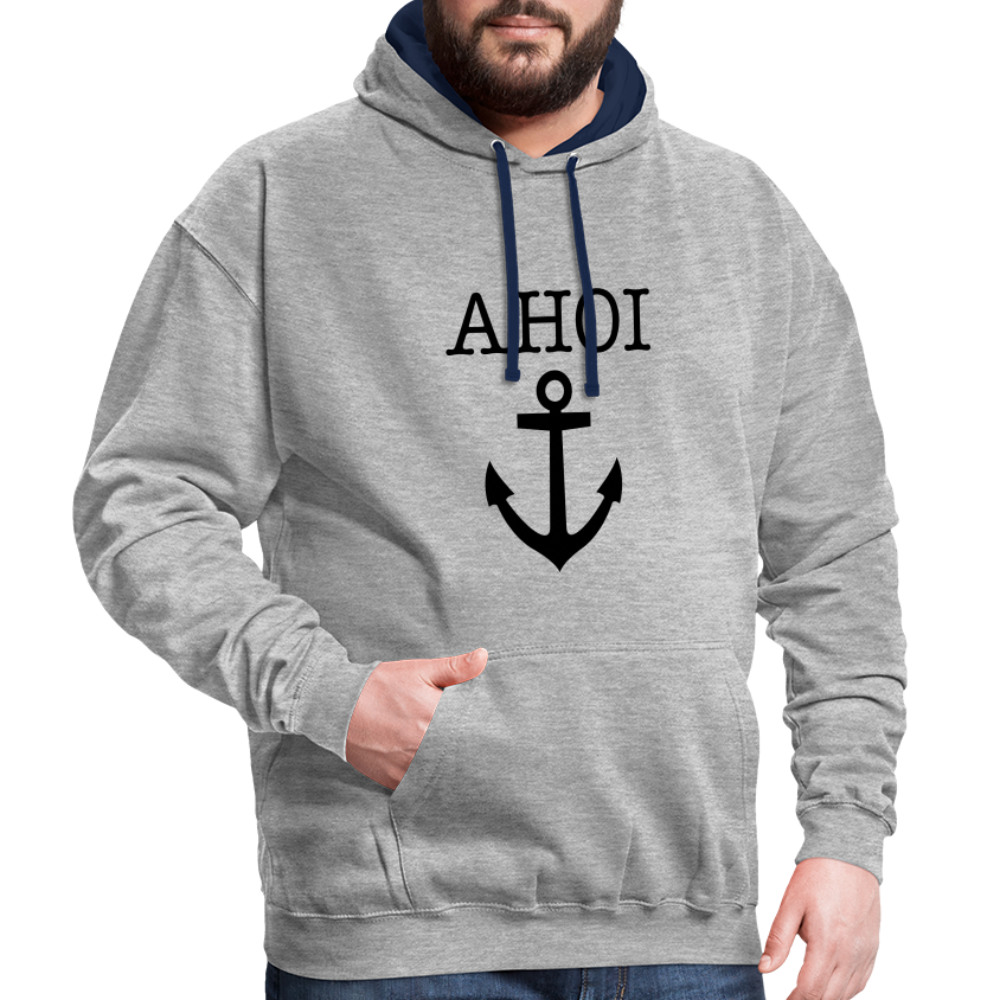 Kontrast-Hoodie - Ahoi - Grau meliert/Navy