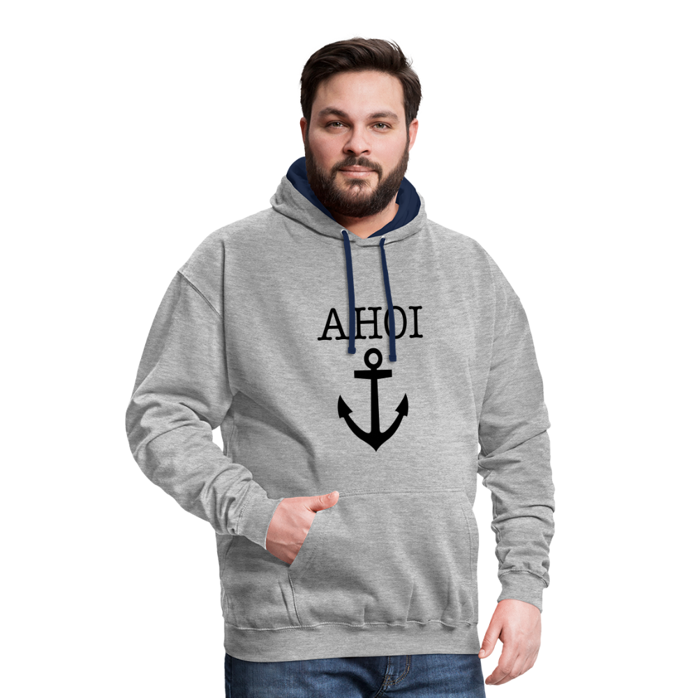 Kontrast-Hoodie - Ahoi - Grau meliert/Navy