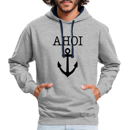 Kontrast-Hoodie - Ahoi - Grau meliert/Navy