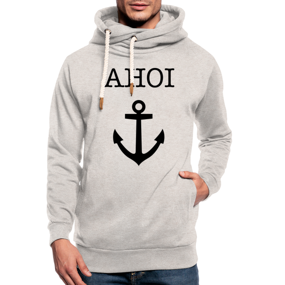 Unisex Schalkragen Hoodie - Ahoi - Beige meliert