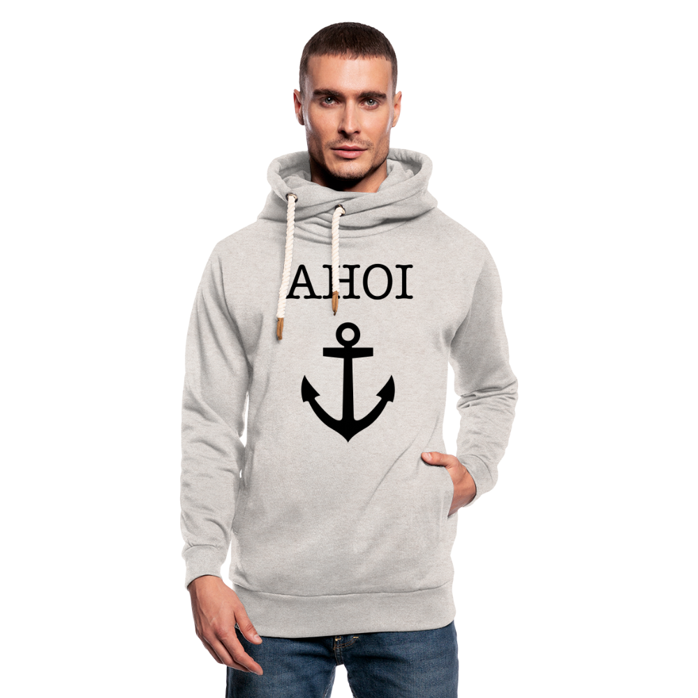 Unisex Schalkragen Hoodie - Ahoi - Beige meliert