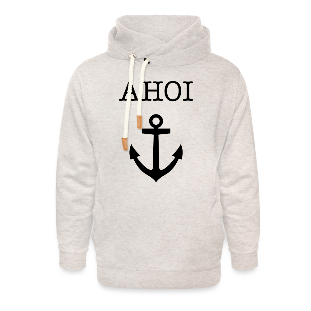 Unisex Schalkragen Hoodie - Ahoi - Beige meliert