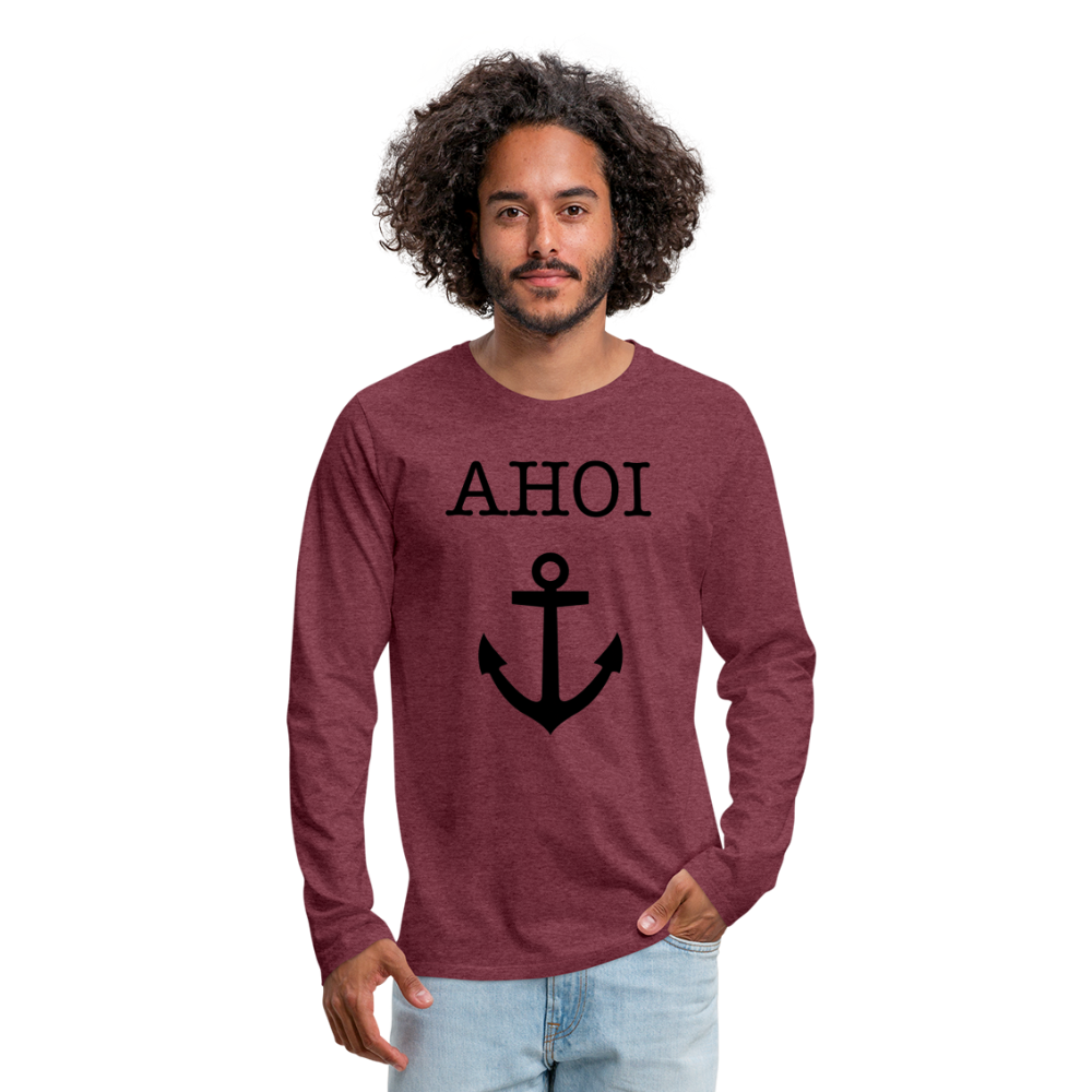 Männer Premium Langarmshirt - Ahoi - Bordeauxrot meliert