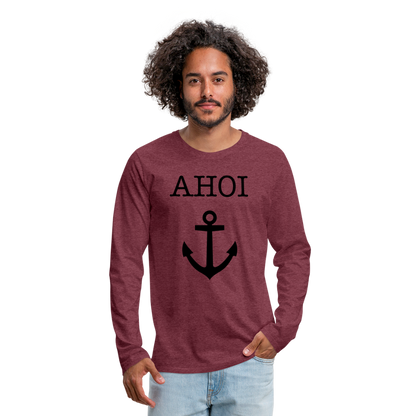 Männer Premium Langarmshirt - Ahoi - Bordeauxrot meliert