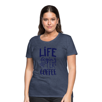 Frauen Premium T-Shirt - After coffee - Blau meliert