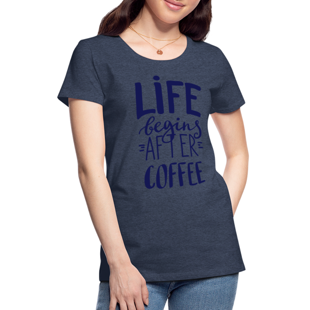 Frauen Premium T-Shirt - After coffee - Blau meliert