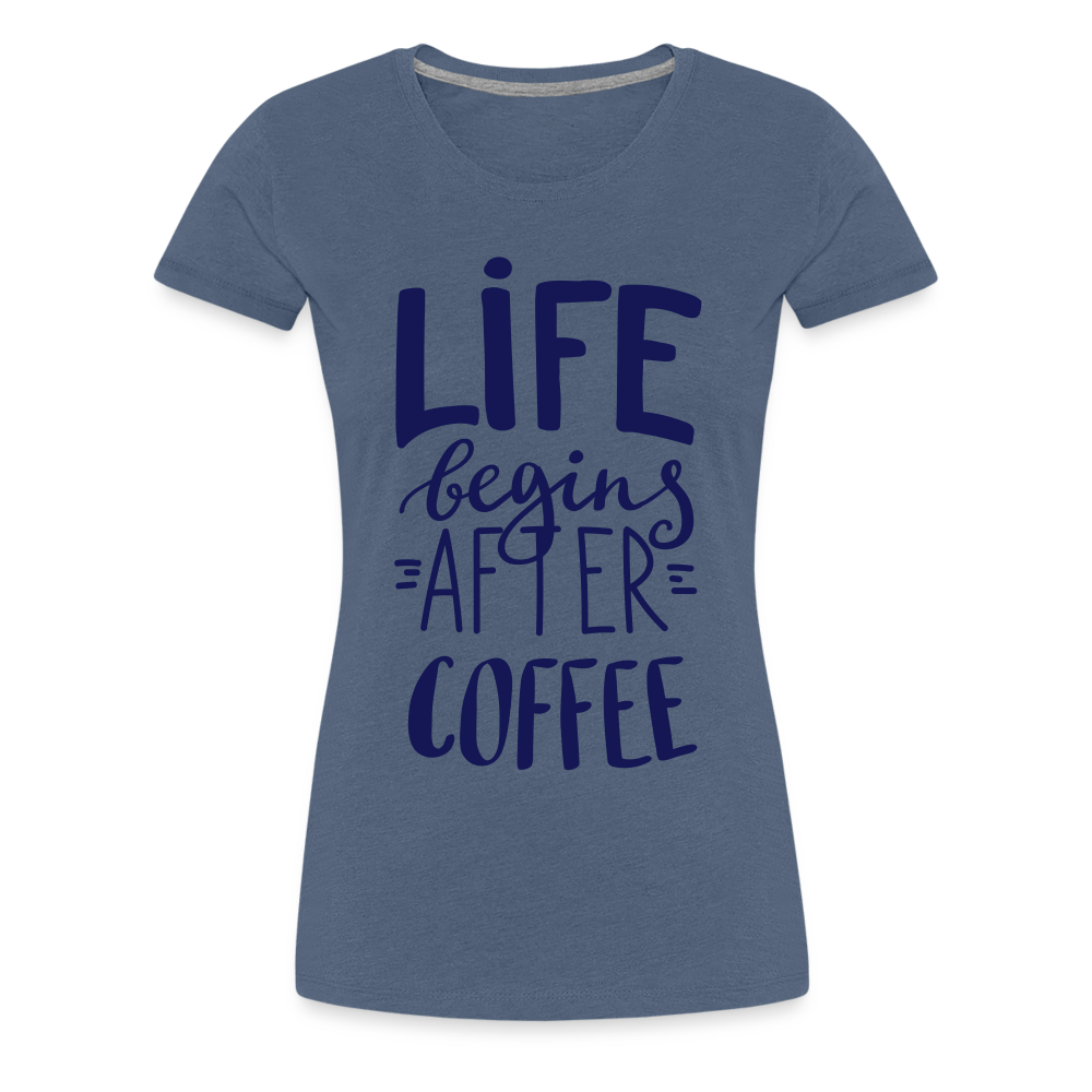 Frauen Premium T-Shirt - After coffee - Blau meliert