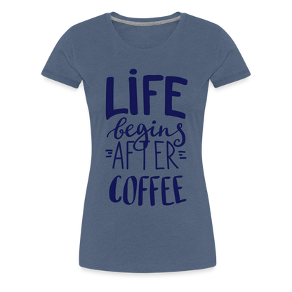 Frauen Premium T-Shirt - After coffee - Blau meliert