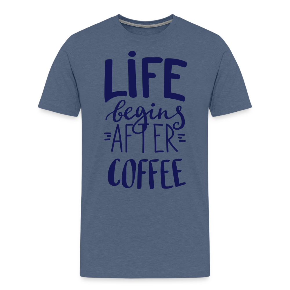 Männer Premium T-Shirt - After coffee - Blau meliert