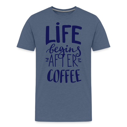 Männer Premium T-Shirt - After coffee - Blau meliert