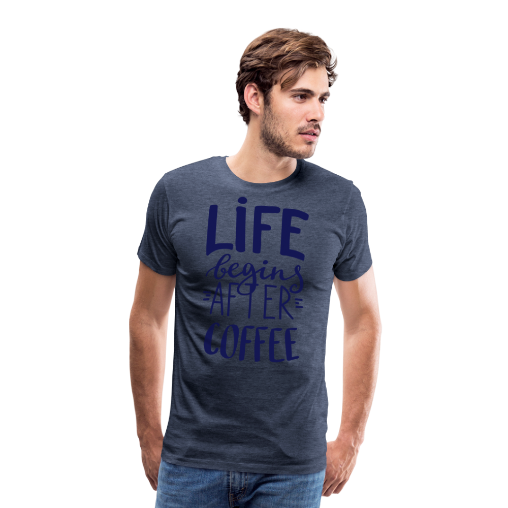 Männer Premium T-Shirt - After coffee - Blau meliert