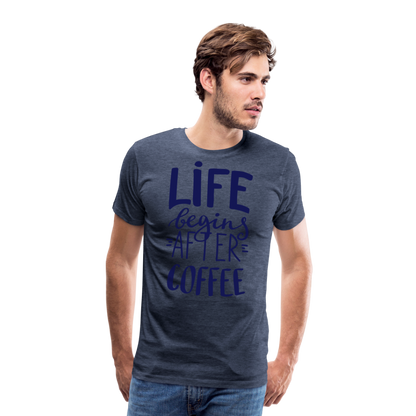 Männer Premium T-Shirt - After coffee - Blau meliert