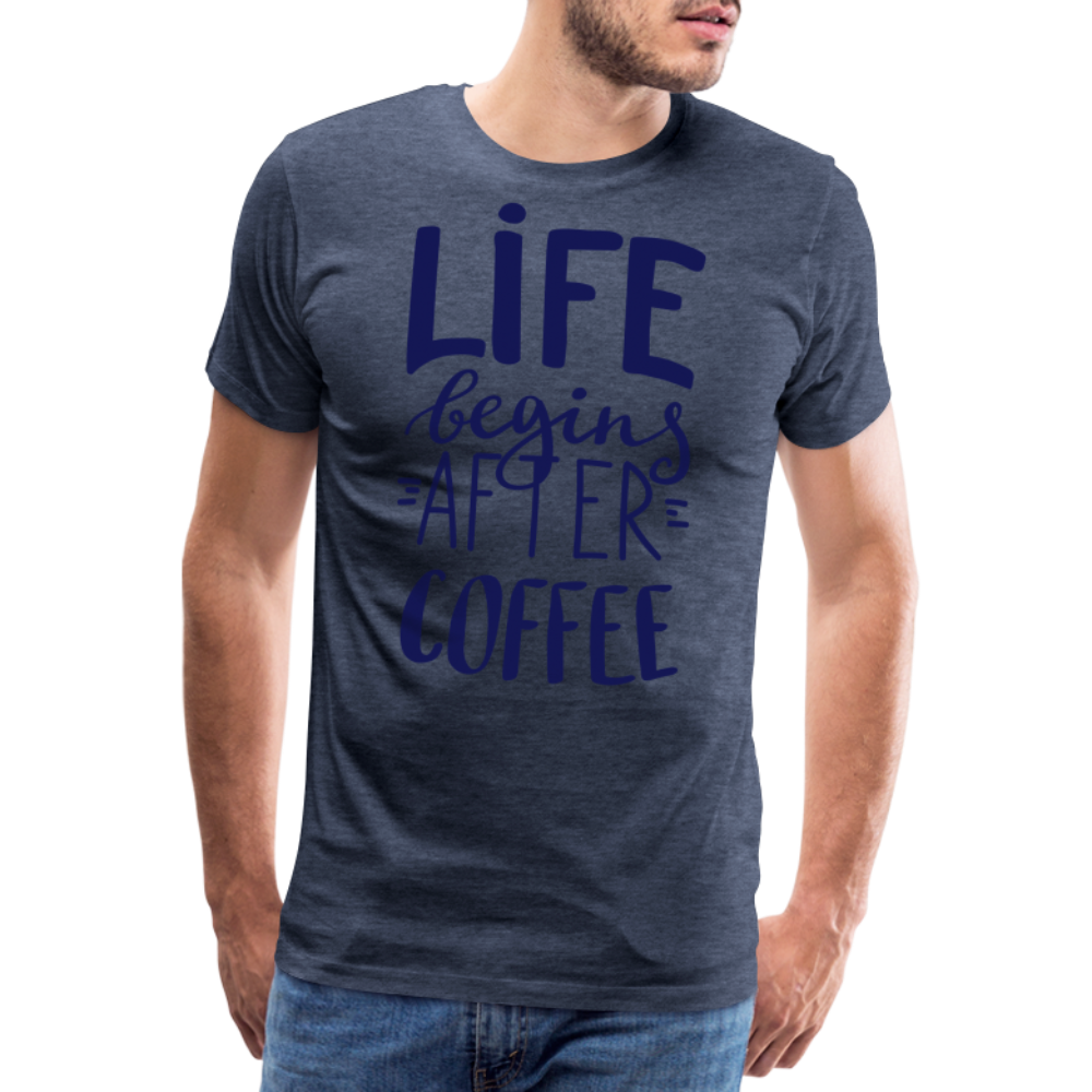 Männer Premium T-Shirt - After coffee - Blau meliert