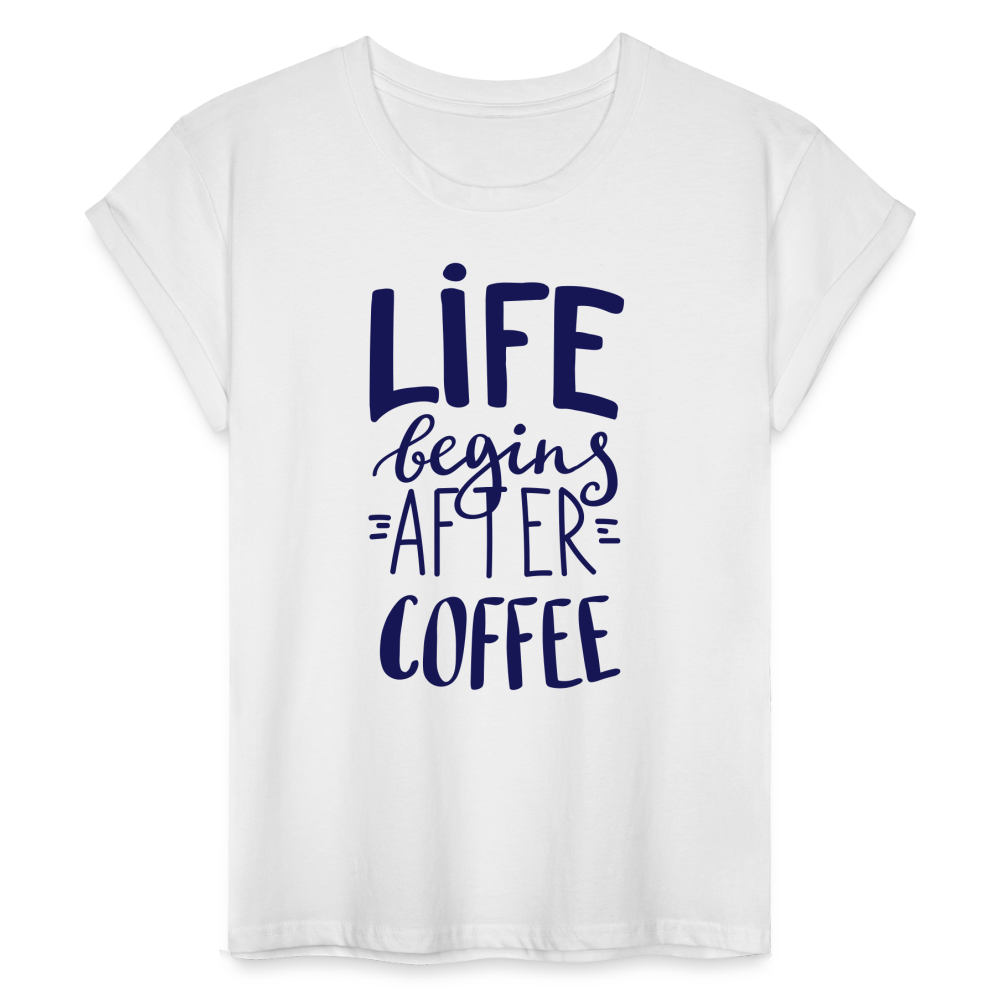 Frauen Oversize T-Shirt - After coffee - weiß