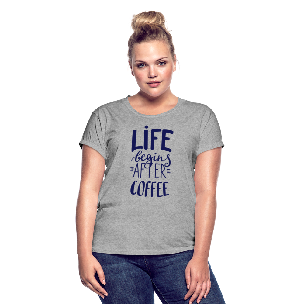 Frauen Oversize T-Shirt - After coffee - Grau meliert