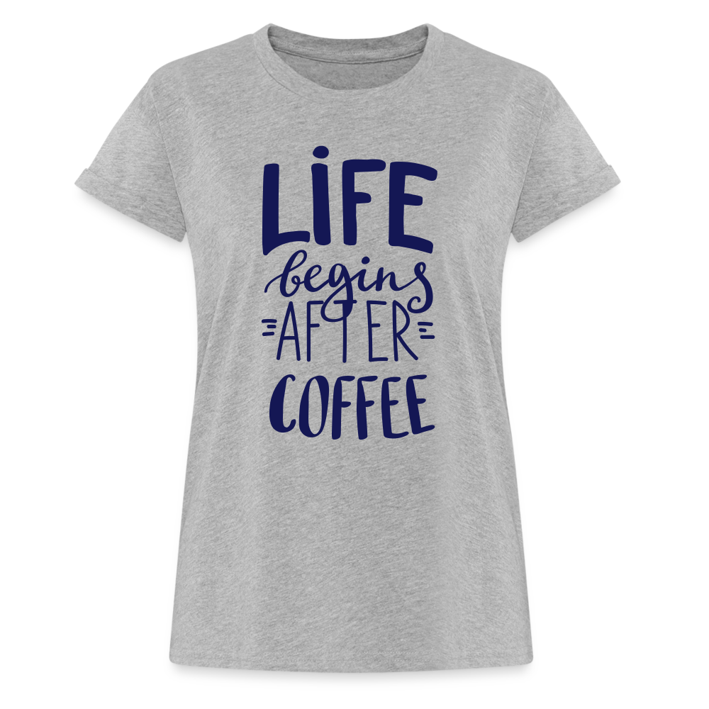 Frauen Oversize T-Shirt - After coffee - Grau meliert