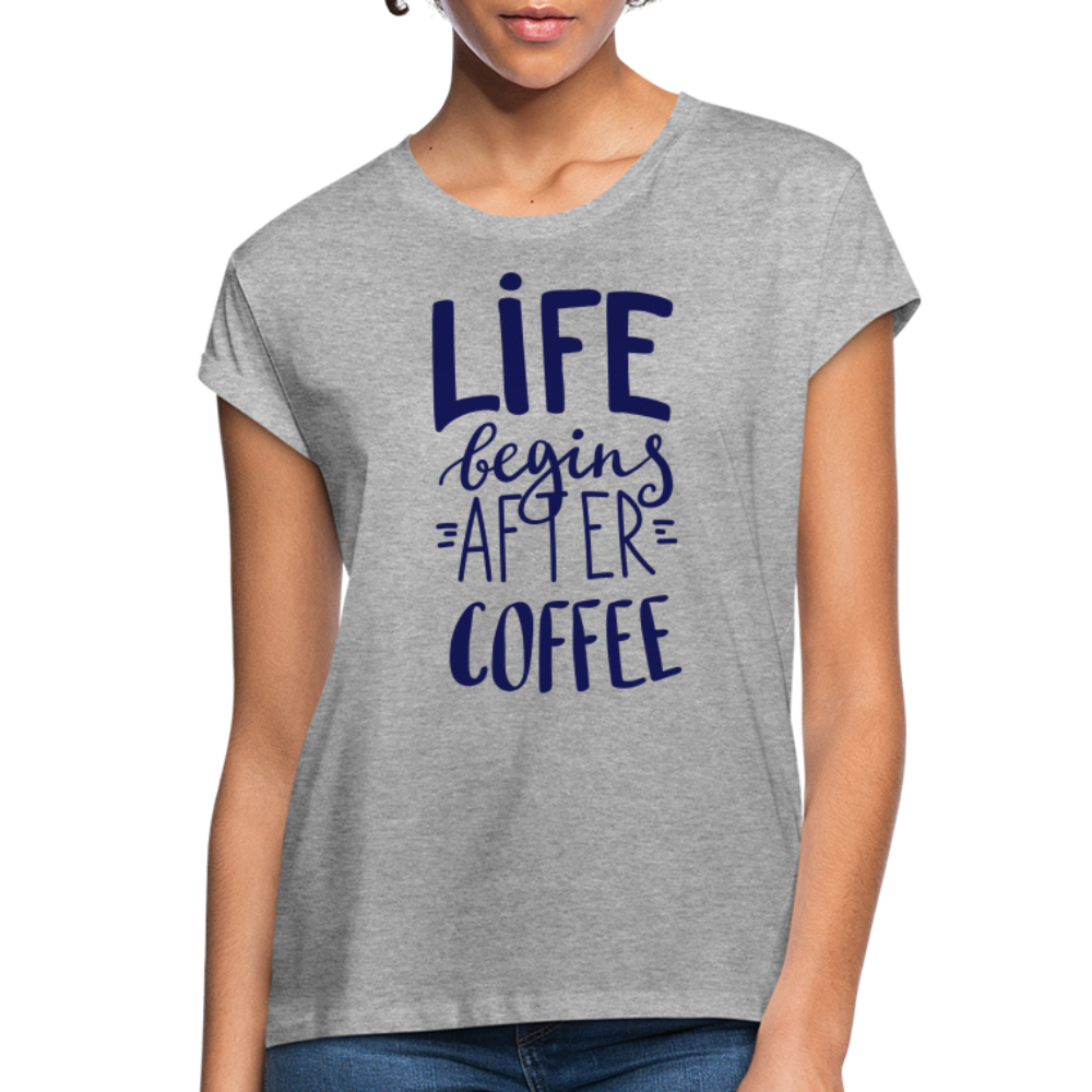 Frauen Oversize T-Shirt - After coffee - Grau meliert