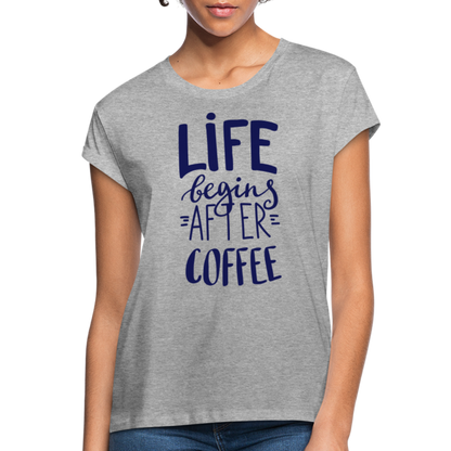 Frauen Oversize T-Shirt - After coffee - Grau meliert