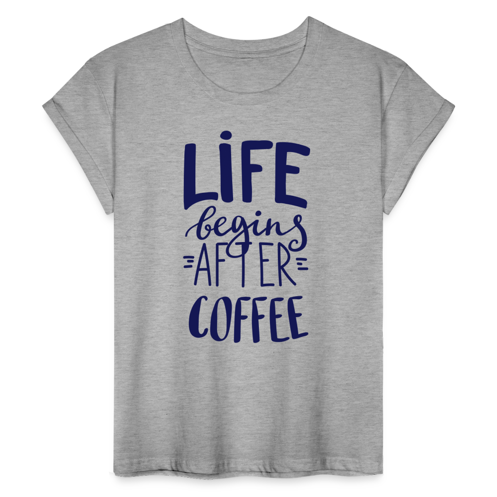 Frauen Oversize T-Shirt - After coffee - Grau meliert