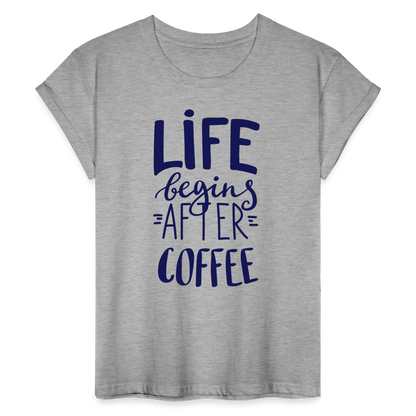 Frauen Oversize T-Shirt - After coffee - Grau meliert