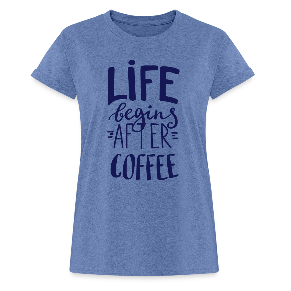 Frauen Oversize T-Shirt - After coffee - Denim meliert