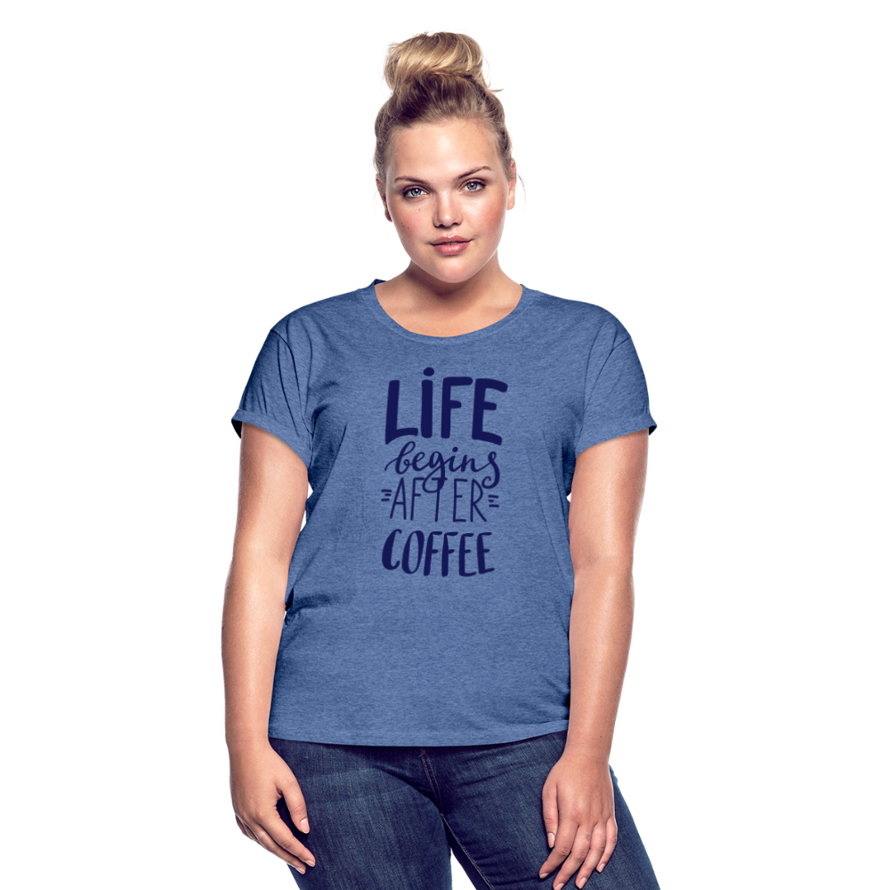 Frauen Oversize T-Shirt - After coffee - Denim meliert