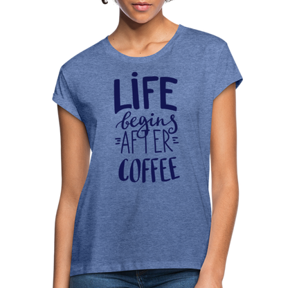 Frauen Oversize T-Shirt - After coffee - Denim meliert