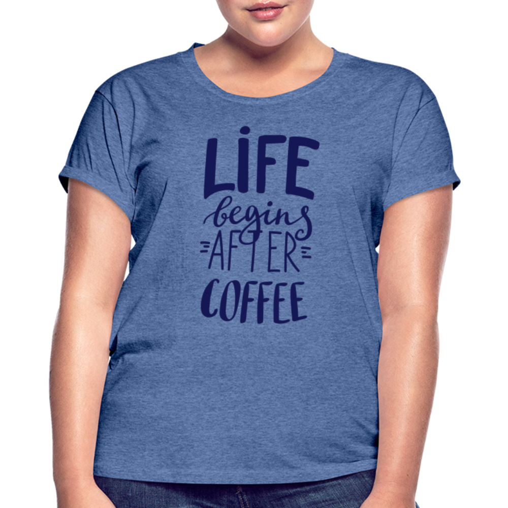 Frauen Oversize T-Shirt - After coffee - Denim meliert