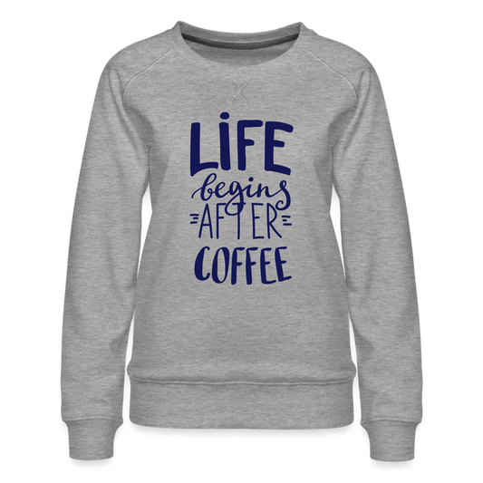 Frauen Premium Pullover - After coffee - Grau meliert