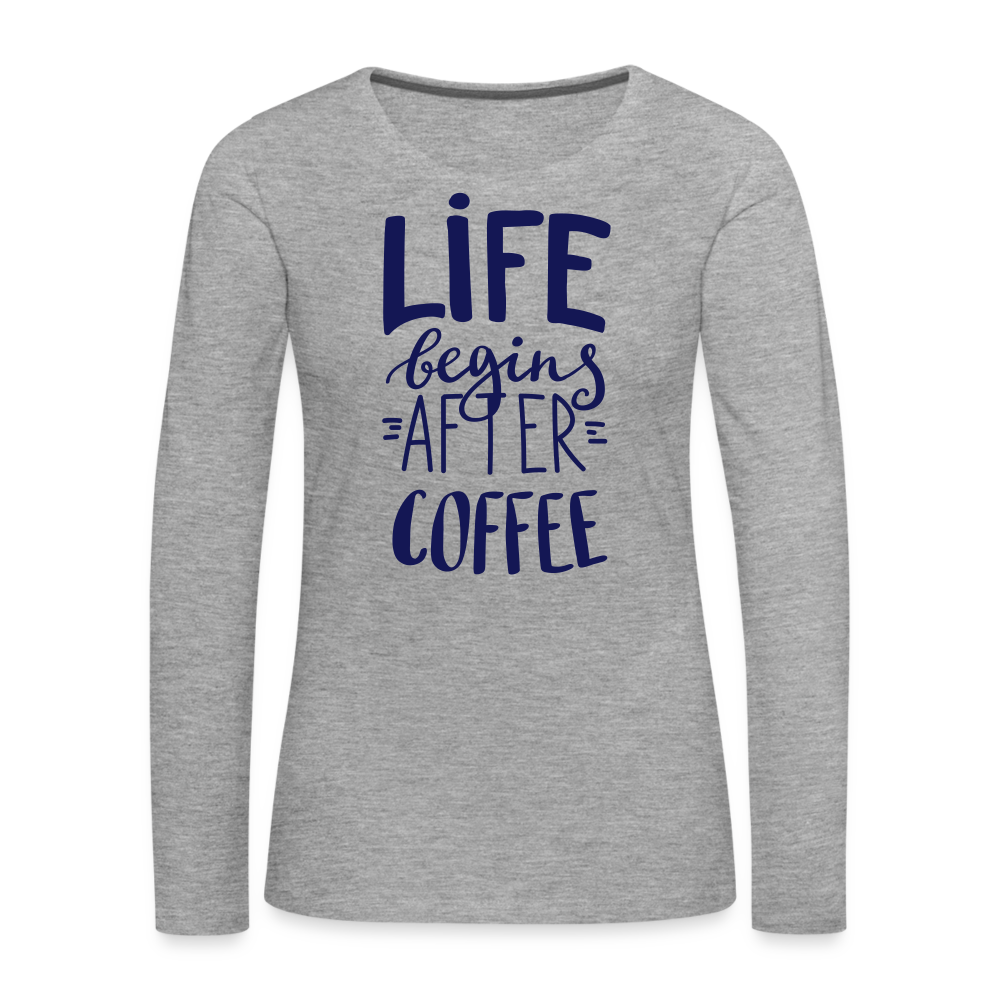 Frauen Premium Langarmshirt - After coffee - Grau meliert