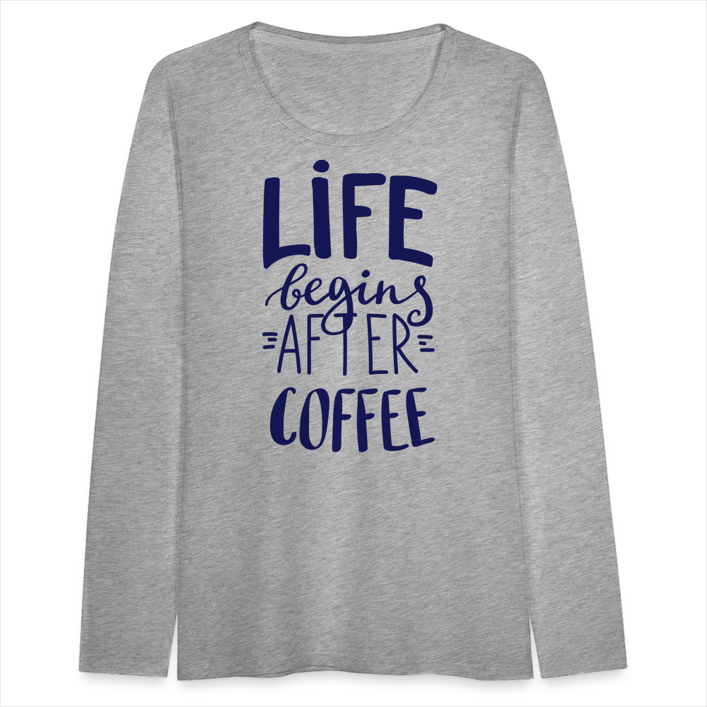 Frauen Premium Langarmshirt - After coffee - Grau meliert