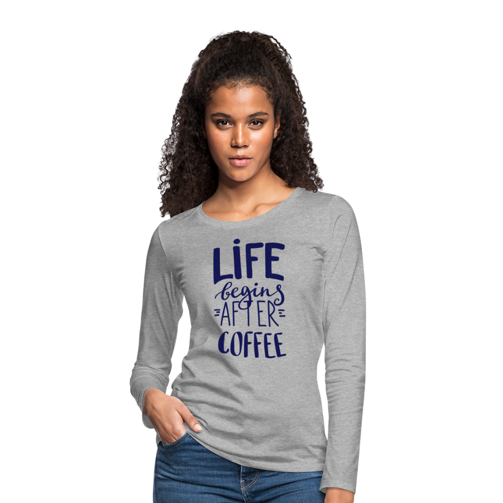 Frauen Premium Langarmshirt - After coffee - Grau meliert