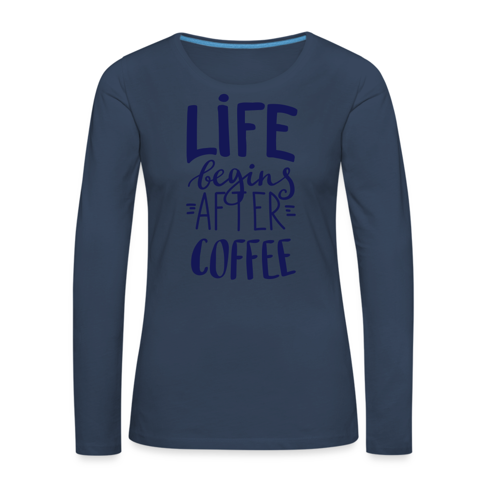 Frauen Premium Langarmshirt - After coffee - Navy