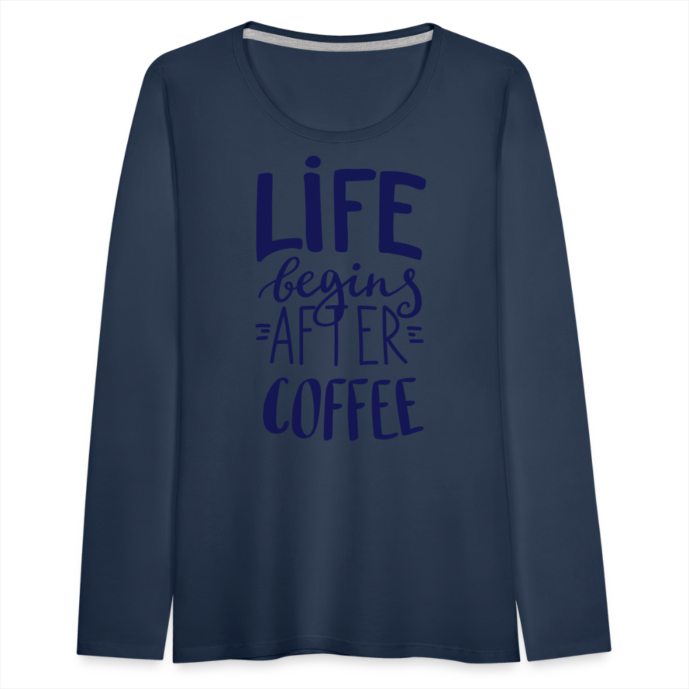 Frauen Premium Langarmshirt - After coffee - Navy