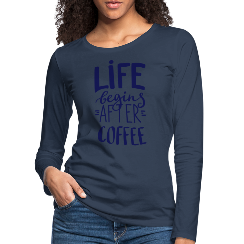 Frauen Premium Langarmshirt - After coffee - Navy