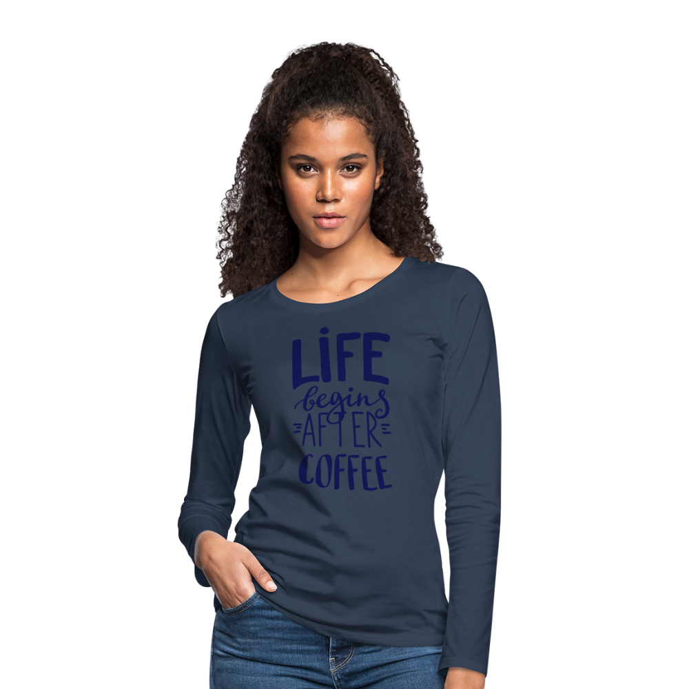 Frauen Premium Langarmshirt - After coffee - Navy