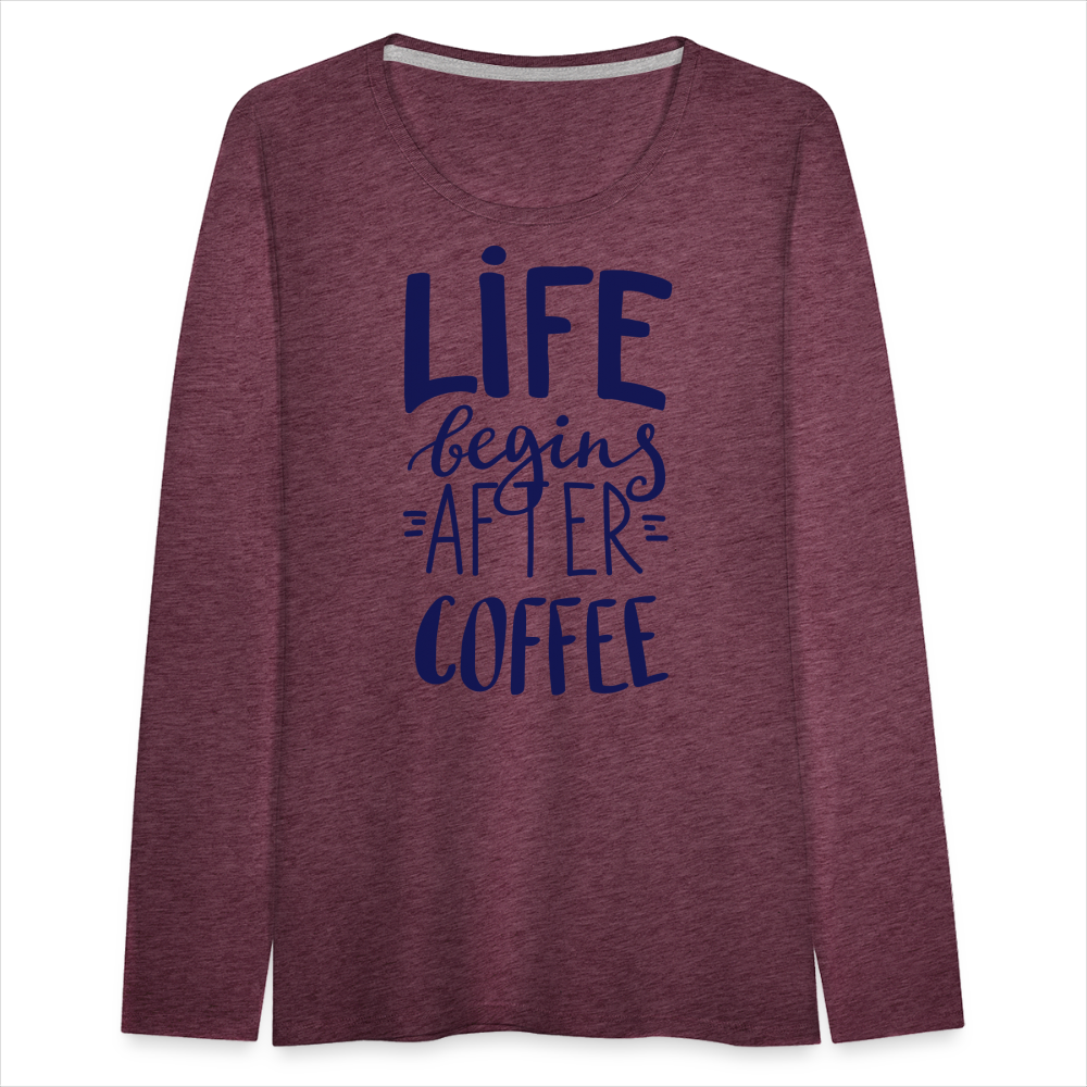 Frauen Premium Langarmshirt - After coffee - Bordeauxrot meliert