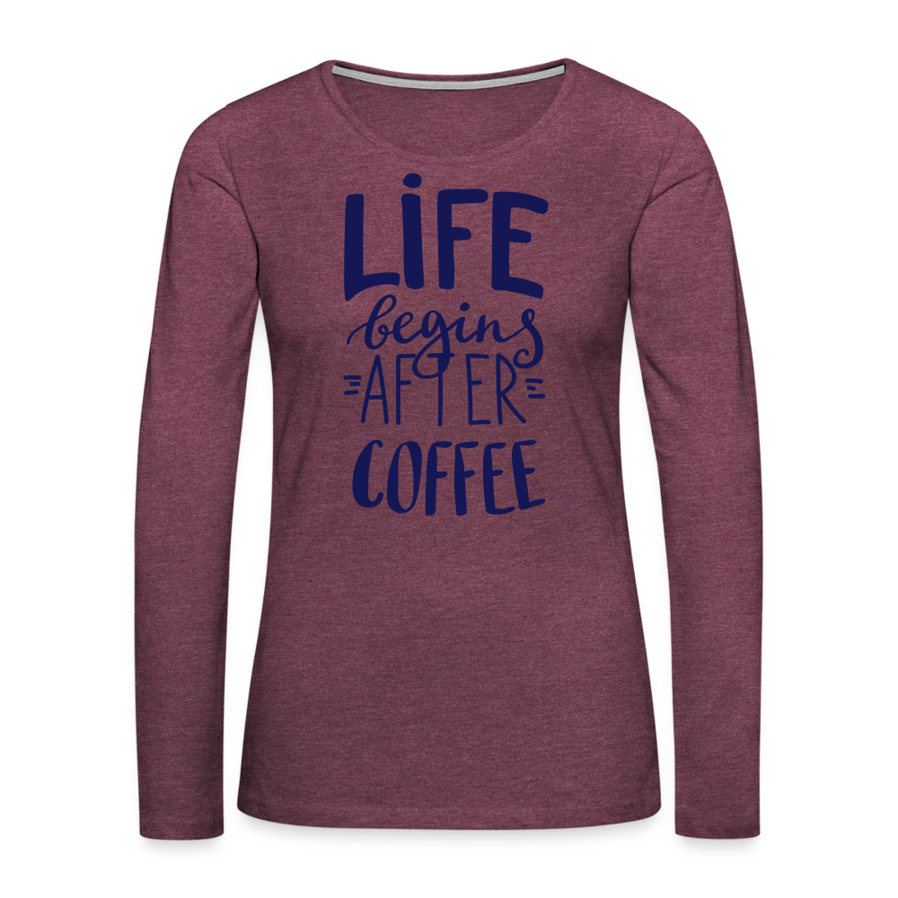 Frauen Premium Langarmshirt - After coffee - Bordeauxrot meliert