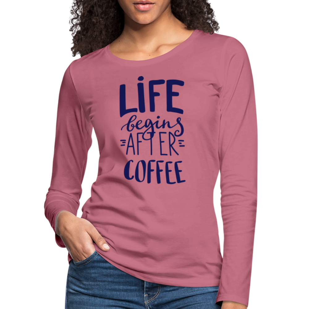 Frauen Premium Langarmshirt - After coffee - Malve