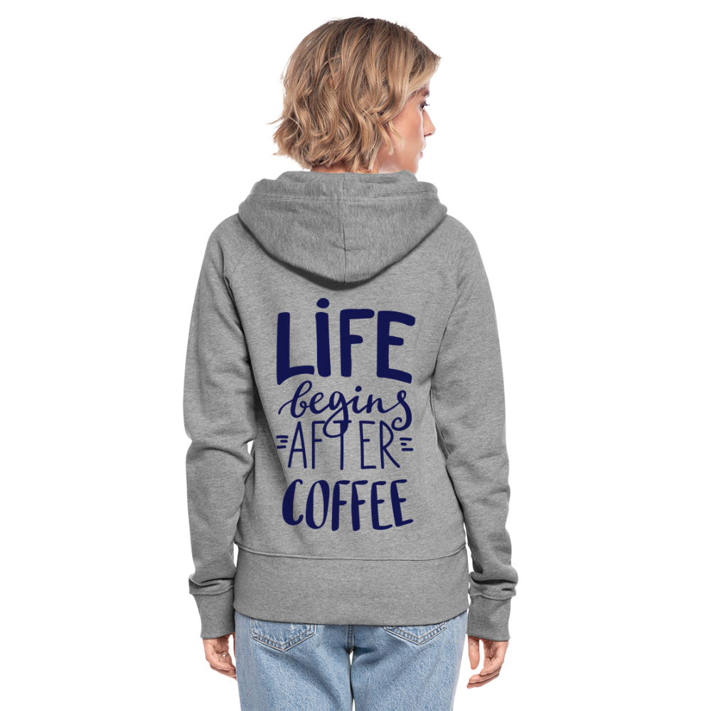 Frauen Premium Kapuzenjacke - After coffee - Grau meliert