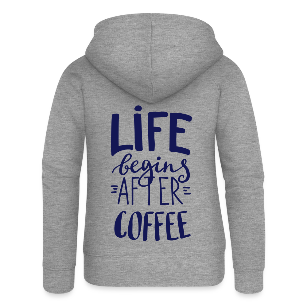 Frauen Premium Kapuzenjacke - After coffee - Grau meliert