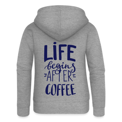 Frauen Premium Kapuzenjacke - After coffee - Grau meliert