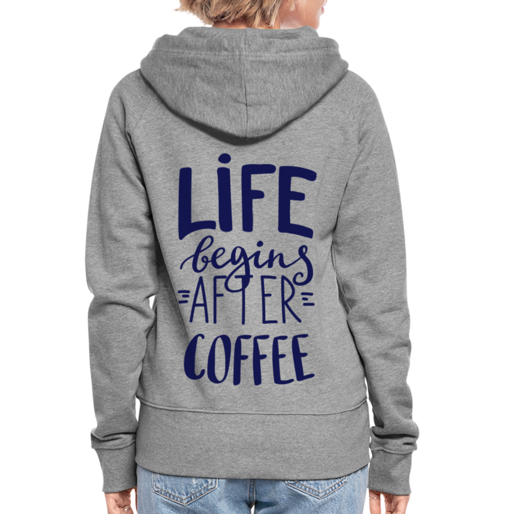 Frauen Premium Kapuzenjacke - After coffee - Grau meliert