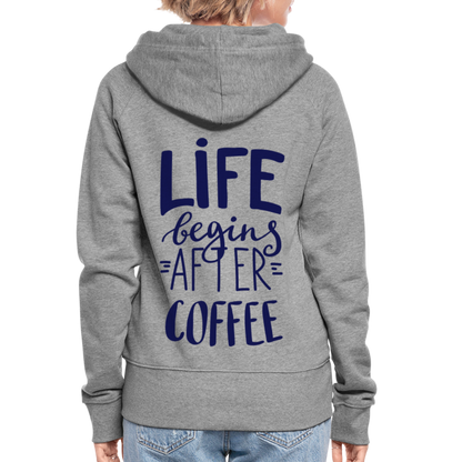 Frauen Premium Kapuzenjacke - After coffee - Grau meliert