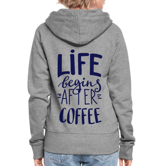 Frauen Premium Kapuzenjacke - After coffee - Grau meliert