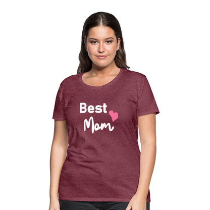 Frauen Premium T-Shirt - Best Mom Herz - Bordeauxrot meliert