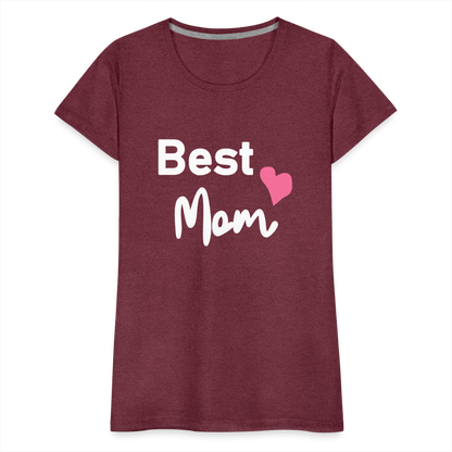 Frauen Premium T-Shirt - Best Mom Herz - Bordeauxrot meliert